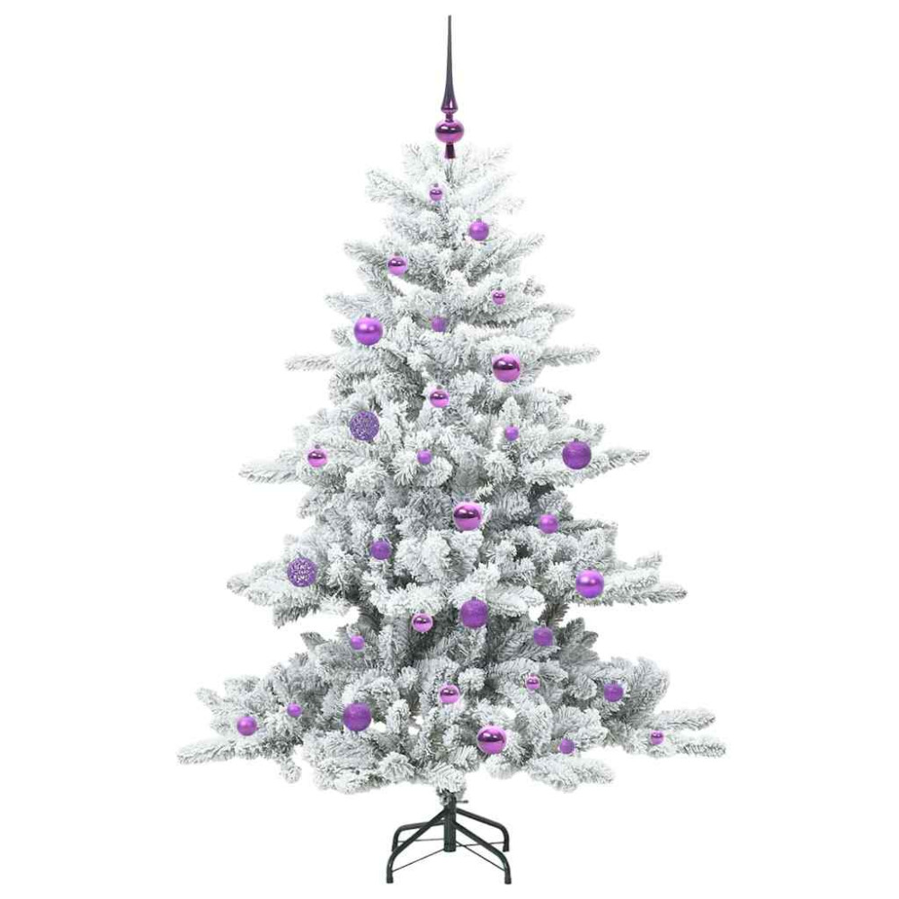 Produktbild för Plast Hingad Julgran med 150 LED-lampor Vit 150 cm PVC och stål