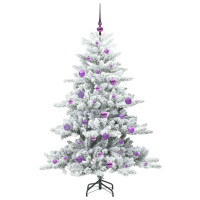 Produktbild för Plast Hingad Julgran med 150 LED-lampor Vit 150 cm PVC och stål