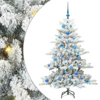 Produktbild för Plast Hingad Julgran med 150 LED-lampor Vit 150 cm PVC och stål