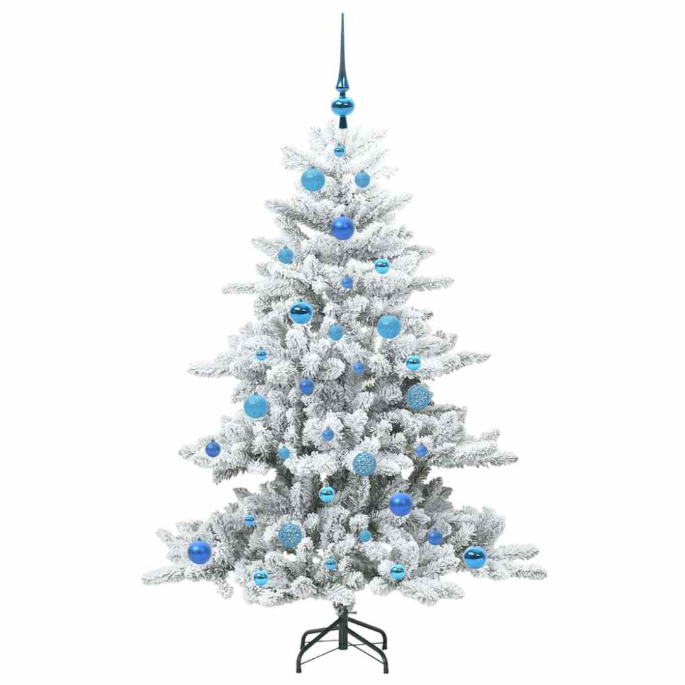 Produktbild för Plast Hingad Julgran med 150 LED-lampor Vit 150 cm PVC och stål