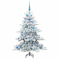 Produktbild för Plast Hingad Julgran med 150 LED-lampor Vit 150 cm PVC och stål