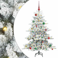 Produktbild för Plast Hingad Julgran med 150 LED-lampor Vit 150 cm PVC och stål