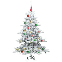 Produktbild för Plast Hingad Julgran med 150 LED-lampor Vit 150 cm PVC och stål