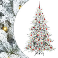 Produktbild för Plast Hingad Julgran med 300 LED-lampor Vit 180 cm PVC och stål