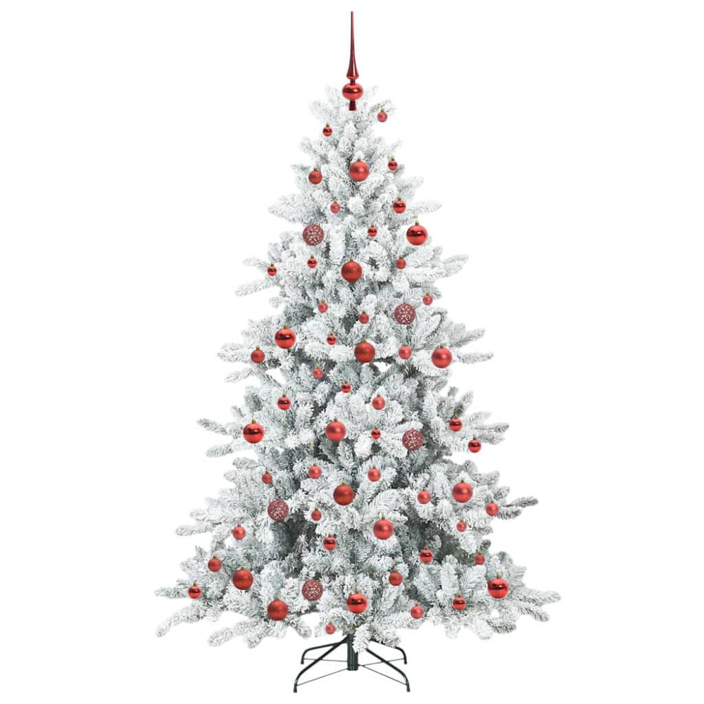 Produktbild för Plast Hingad Julgran med 300 LED-lampor Vit 180 cm PVC och stål
