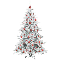 Produktbild för Plast Hingad Julgran med 300 LED-lampor Vit 180 cm PVC och stål