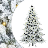 Produktbild för Plast Hingad Julgran med 300 LED-lampor Vit 180 cm PVC och stål