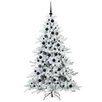 Produktbild för Plast Hingad Julgran med 300 LED-lampor Vit 180 cm PVC och stål