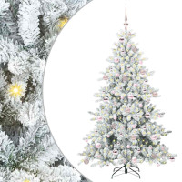 Produktbild för Plast Hingad Julgran med 300 LED-lampor Vit 180 cm PVC och stål
