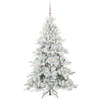 Produktbild för Plast Hingad Julgran med 300 LED-lampor Vit 180 cm PVC och stål