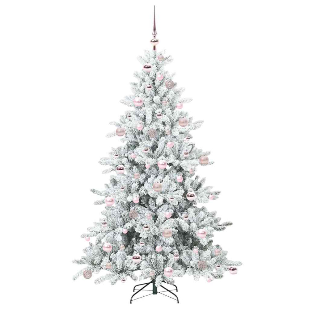 Produktbild för Plast Hingad Julgran med 300 LED-lampor Vit 180 cm PVC och stål