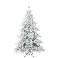 Produktbild för Plast Hingad Julgran med 300 LED-lampor Vit 180 cm PVC och stål