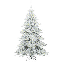 Produktbild för Plast Hingad Julgran med 300 LED-lampor Vit 180 cm PVC och stål
