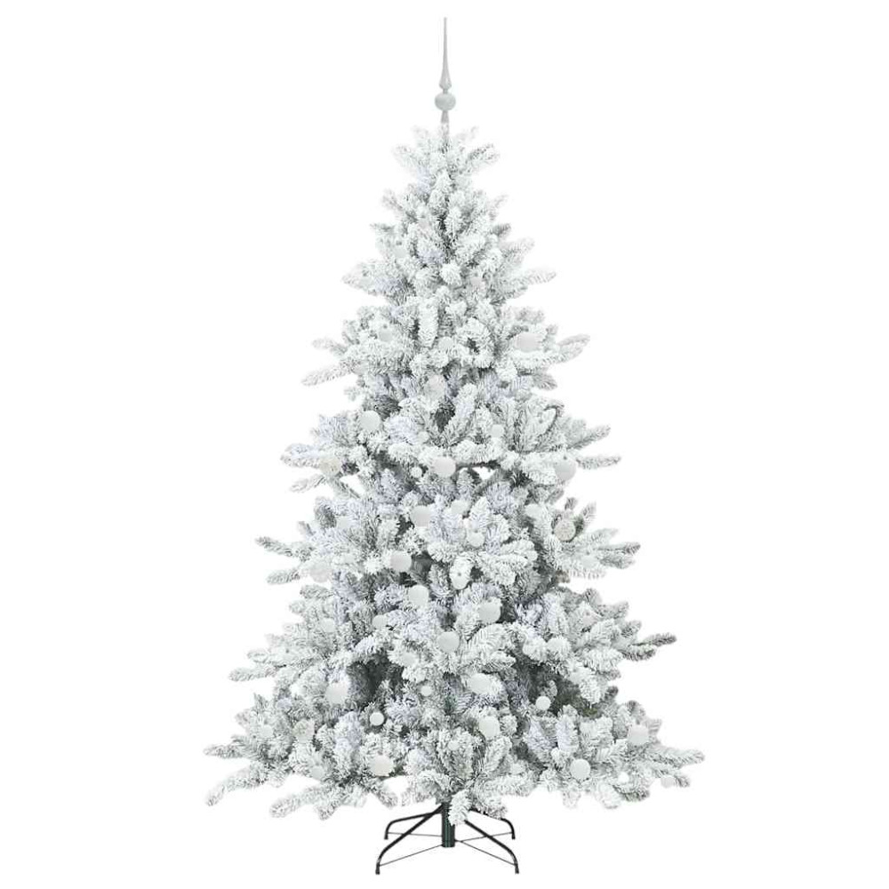 Produktbild för Plast Hingad Julgran med 300 LED-lampor Vit 180 cm PVC och stål