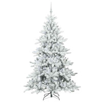 Produktbild för Plast Hingad Julgran med 300 LED-lampor Vit 180 cm PVC och stål
