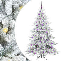 Produktbild för Plast Hingad Julgran med 300 LED-lampor Vit 180 cm PVC och stål