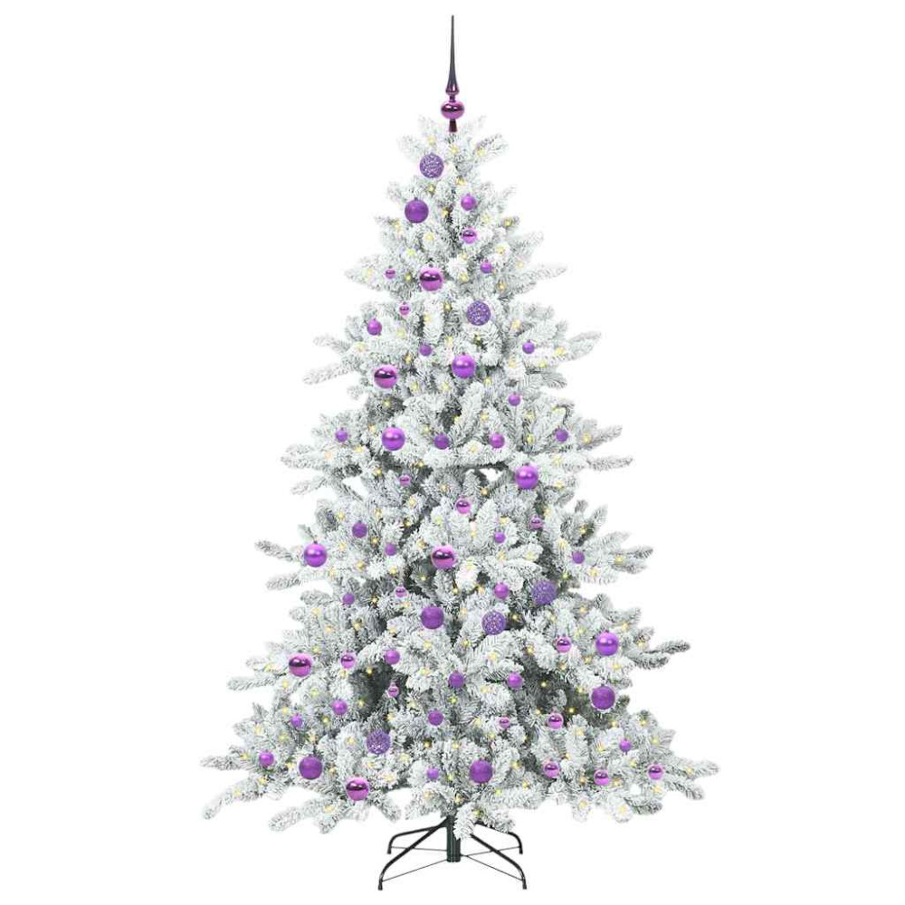 Produktbild för Plast Hingad Julgran med 300 LED-lampor Vit 180 cm PVC och stål