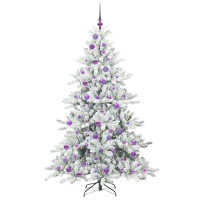 Produktbild för Plast Hingad Julgran med 300 LED-lampor Vit 180 cm PVC och stål