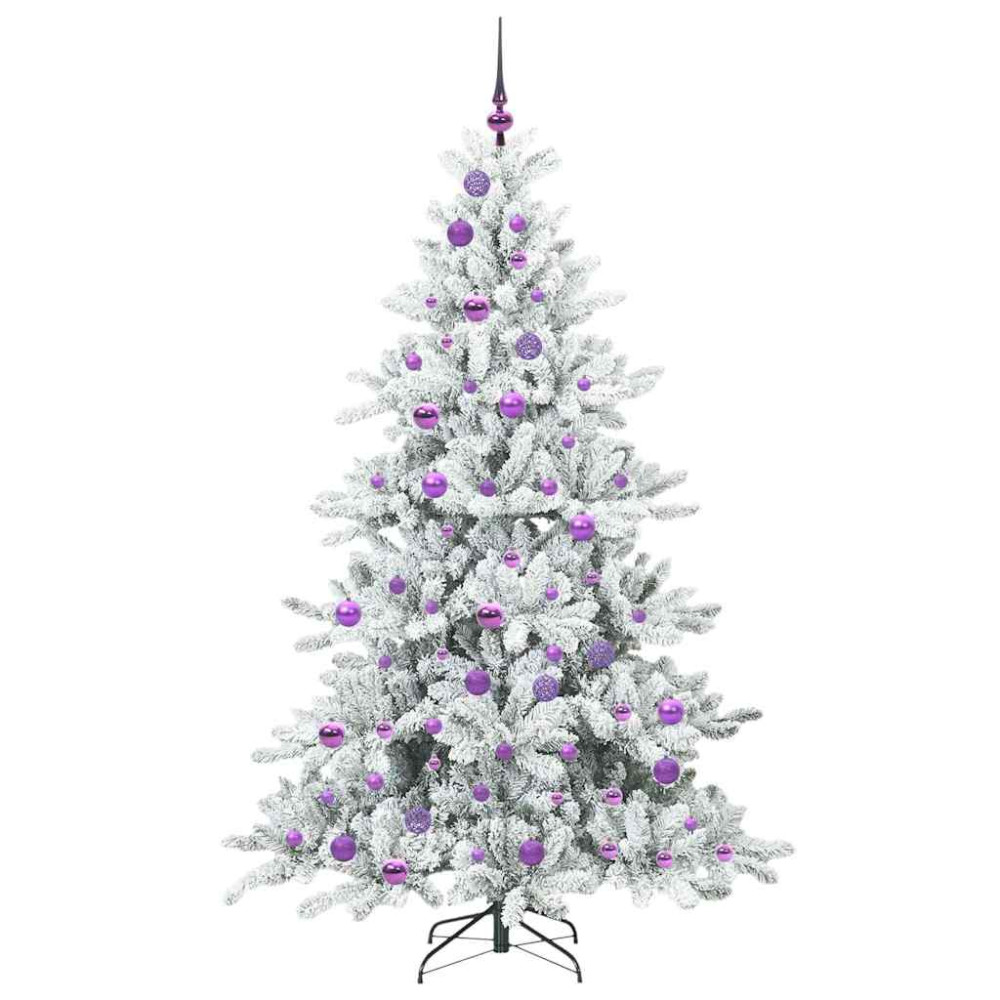 Produktbild för Plast Hingad Julgran med 300 LED-lampor Vit 180 cm PVC och stål