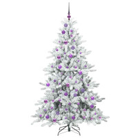 Produktbild för Plast Hingad Julgran med 300 LED-lampor Vit 180 cm PVC och stål