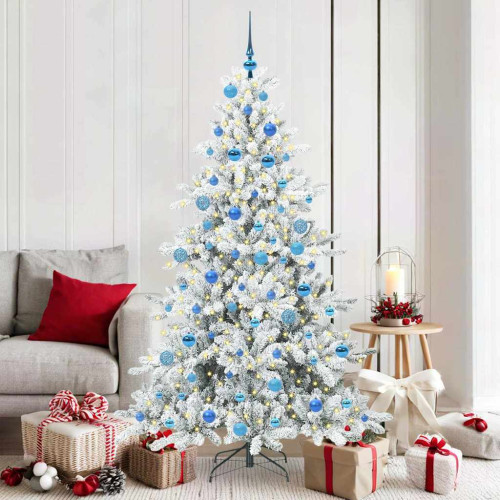 vidaXL Plast Hingad Julgran med 300 LED-lampor Vit 180 cm PVC och stål