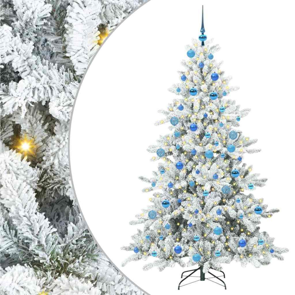 Produktbild för Plast Hingad Julgran med 300 LED-lampor Vit 180 cm PVC och stål