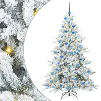 Produktbild för Plast Hingad Julgran med 300 LED-lampor Vit 180 cm PVC och stål