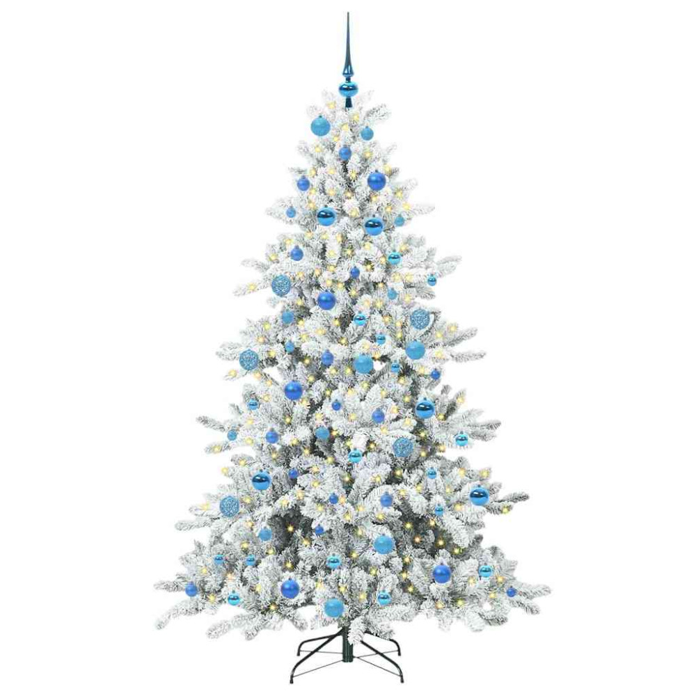 Produktbild för Plast Hingad Julgran med 300 LED-lampor Vit 180 cm PVC och stål