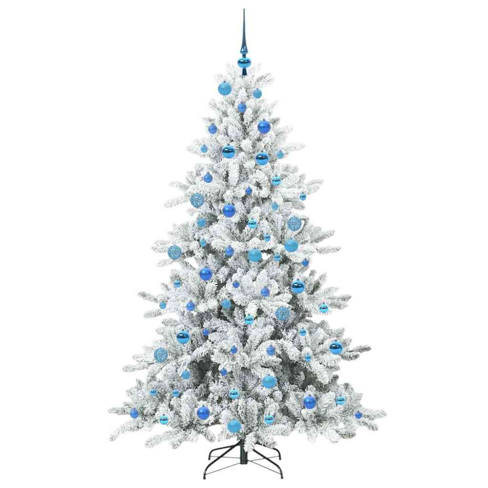 Produktbild för Plast Hingad Julgran med 300 LED-lampor Vit 180 cm PVC och stål