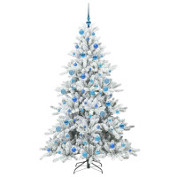 Produktbild för Plast Hingad Julgran med 300 LED-lampor Vit 180 cm PVC och stål