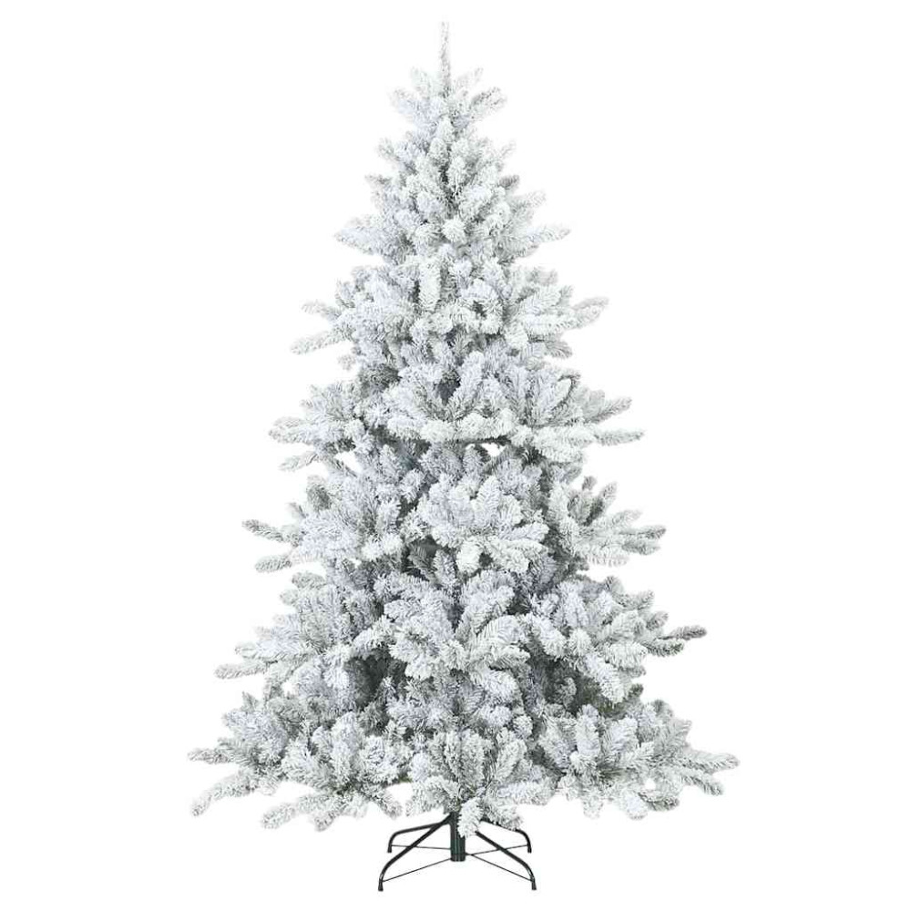 Produktbild för Plast Hingad Julgran med 300 LED-lampor Vit 180 cm PVC och stål