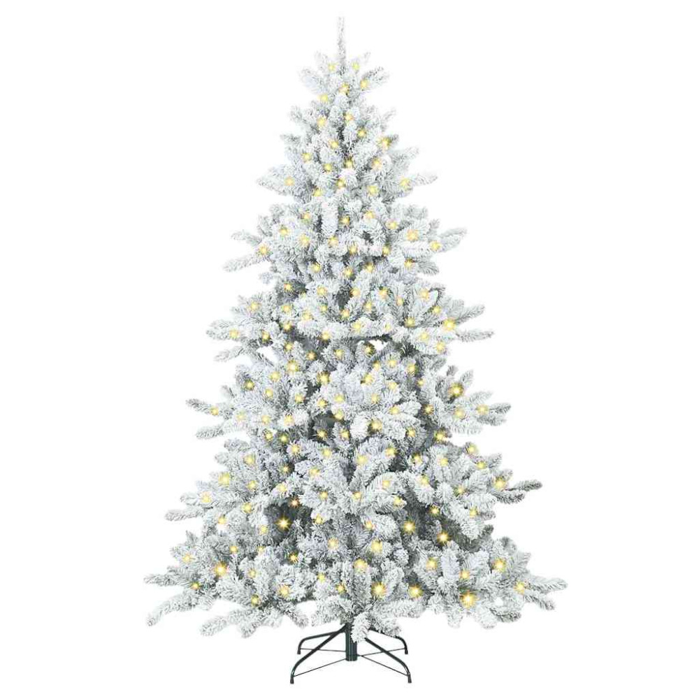 Produktbild för Plast Hingad Julgran med 300 LED-lampor Vit 210 cm PVC och stål