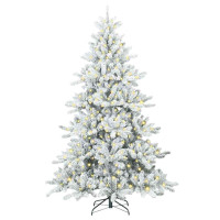 Produktbild för Plast Hingad Julgran med 300 LED-lampor Vit 210 cm PVC och stål
