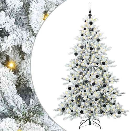 vidaXL Plast Hingad Julgran med 300 LED-lampor Vit 210 cm PVC och stål