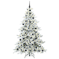 Produktbild för Plast Hingad Julgran med 300 LED-lampor Vit 210 cm PVC och stål