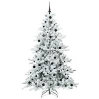 Produktbild för Plast Hingad Julgran med 300 LED-lampor Vit 210 cm PVC och stål