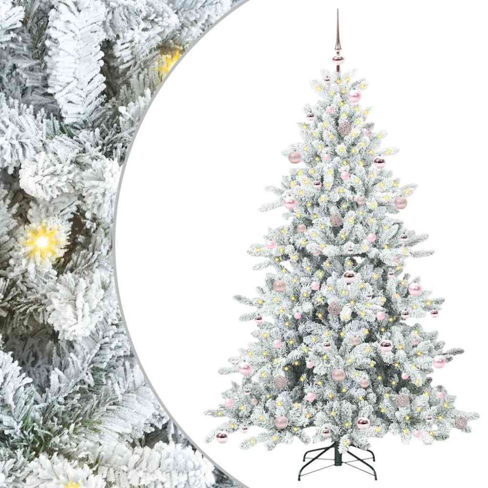Produktbild för Plast Hingad Julgran med 300 LED-lampor Vit 210 cm PVC och stål