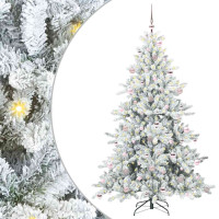 Produktbild för Plast Hingad Julgran med 300 LED-lampor Vit 210 cm PVC och stål