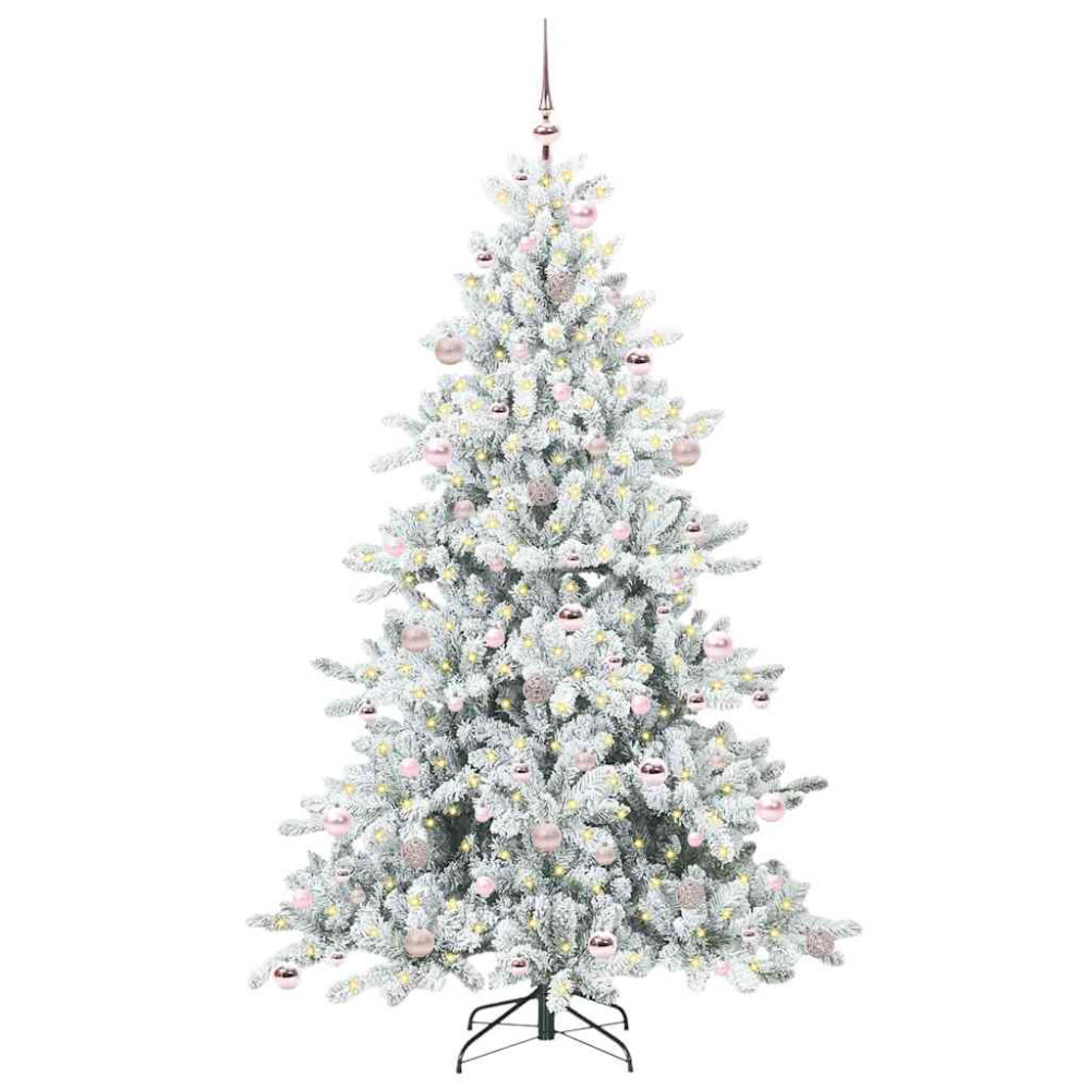 Produktbild för Plast Hingad Julgran med 300 LED-lampor Vit 210 cm PVC och stål