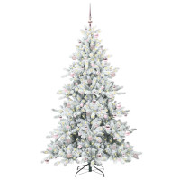 Produktbild för Plast Hingad Julgran med 300 LED-lampor Vit 210 cm PVC och stål