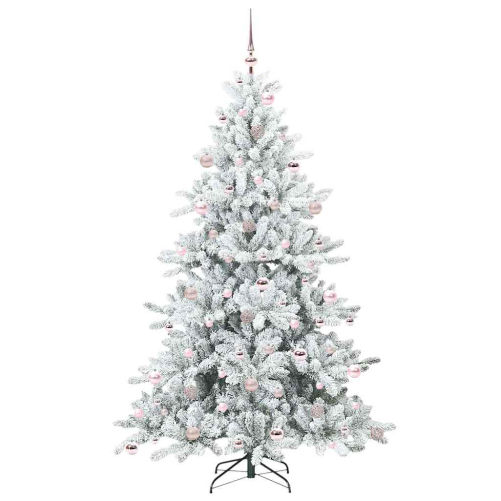 Produktbild för Plast Hingad Julgran med 300 LED-lampor Vit 210 cm PVC och stål