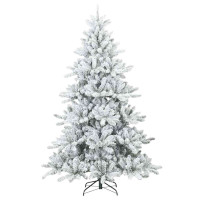 Produktbild för Plast Hingad Julgran med 300 LED-lampor Vit 210 cm PVC och stål