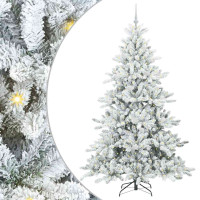 Produktbild för Plast Hingad Julgran med 300 LED-lampor Vit 210 cm PVC och stål