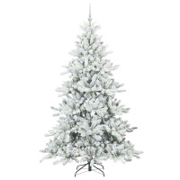 Produktbild för Plast Hingad Julgran med 300 LED-lampor Vit 210 cm PVC och stål