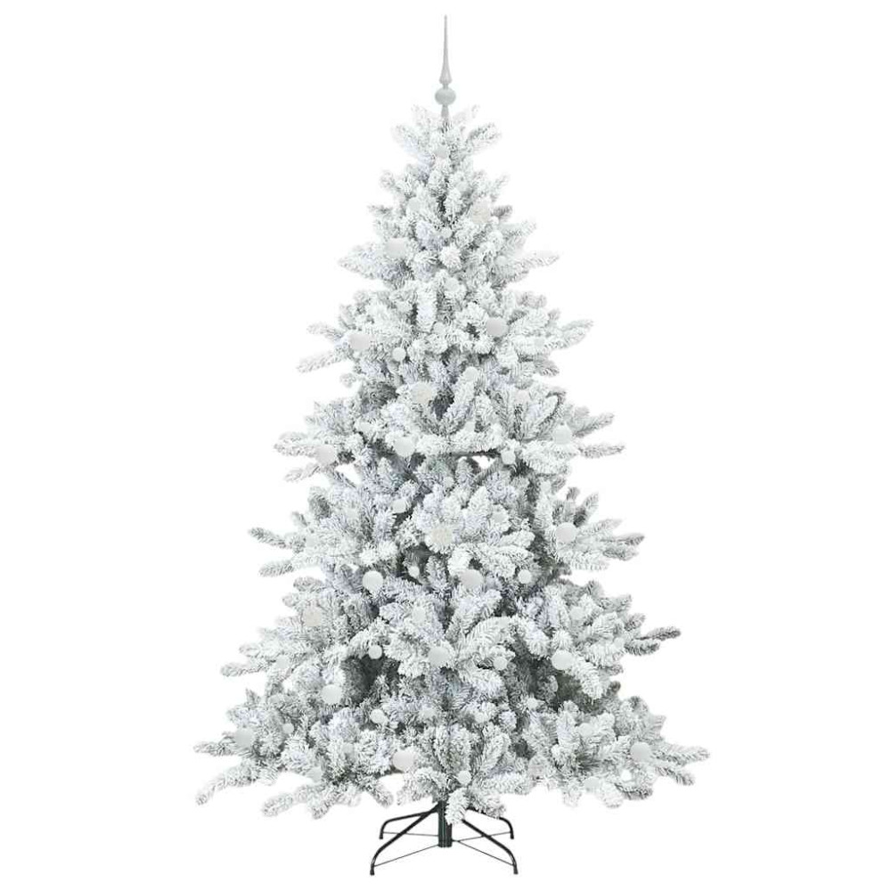 Produktbild för Plast Hingad Julgran med 300 LED-lampor Vit 210 cm PVC och stål
