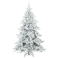 Produktbild för Plast Hingad Julgran med 300 LED-lampor Vit 210 cm PVC och stål
