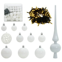 Produktbild för Plast Hingad Julgran med 300 LED-lampor Vit 210 cm PVC och stål
