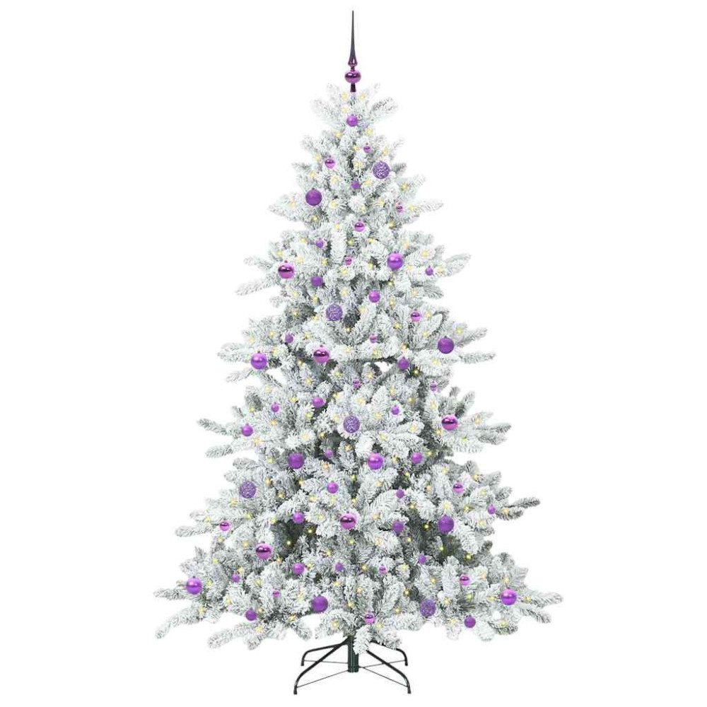 Produktbild för Plast Hingad Julgran med 300 LED-lampor Vit 210 cm PVC och stål