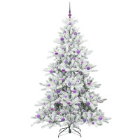 Produktbild för Plast Hingad Julgran med 300 LED-lampor Vit 210 cm PVC och stål