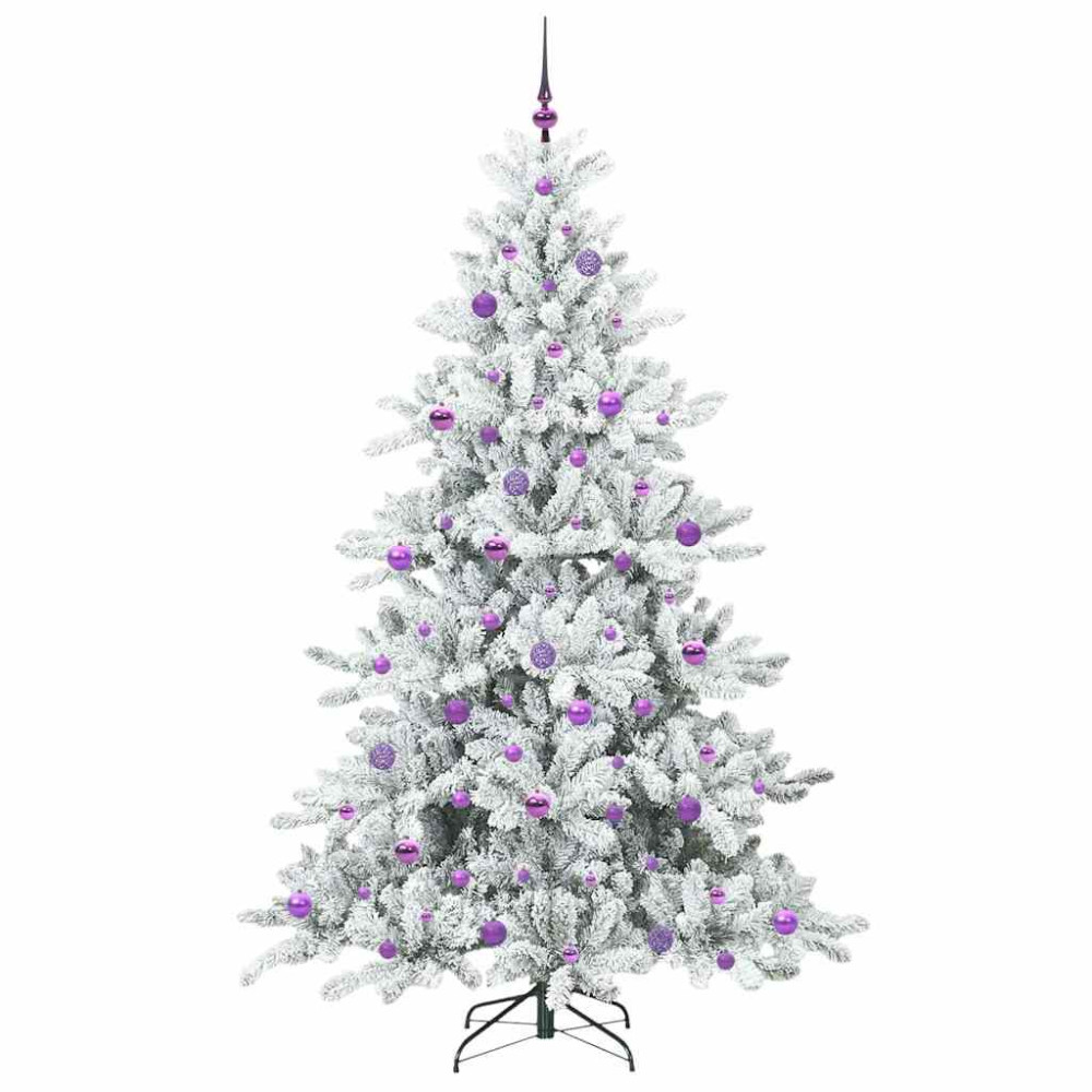 Produktbild för Plast Hingad Julgran med 300 LED-lampor Vit 210 cm PVC och stål